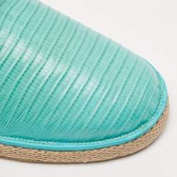 Salvatore Ferragamo Turquoise Lizard Lampedusa Espadrilles Size 44.5
