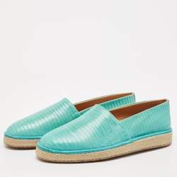 Salvatore Ferragamo Turquoise Lizard Lampedusa Espadrilles Size 44.5