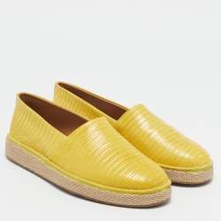 Salvatore Ferragamo Yellow Lizard Lampedusa Espadrilles Size 42