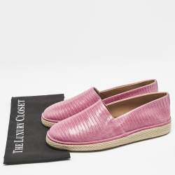 Salvatore Ferragamo Pink Lizard Lampedusa Espadrilles Size 44
