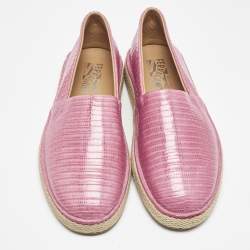 Salvatore Ferragamo Pink Lizard Lampedusa Espadrilles Size 44