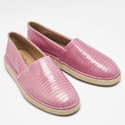 Salvatore Ferragamo Pink Lizard Lampedusa Espadrilles Size 44