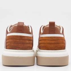 Salvatore Ferragamo Brown Mesh and Suede Slip On Sneakers Size 43