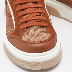 Salvatore Ferragamo Brown Mesh and Suede Slip On Sneakers Size 43