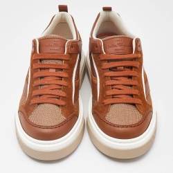 Salvatore Ferragamo Brown Mesh and Suede Slip On Sneakers Size 43