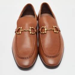 Salvatore Ferragamo Camel Brown Leather Gancini Penny Loafers Size 44