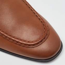 Salvatore Ferragamo Camel Brown Leather Gancini Penny Loafers Size 44