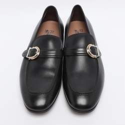 Pre Owned Salvatore Ferragamo Black Leather Loafers Size 42