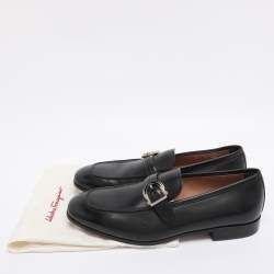 Pre Owned Salvatore Ferragamo Black Leather Loafers Size 42