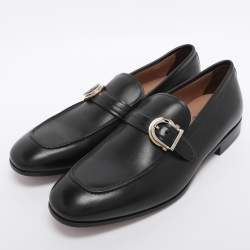 Pre Owned Salvatore Ferragamo Black Leather Loafers Size 42