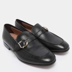Pre Owned Salvatore Ferragamo Black Leather Loafers Size 42
