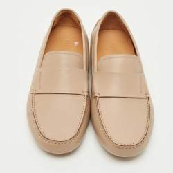 Pre Owned Salvatore Ferragamo Beige Leather Saddle Driving Loafers Size 41