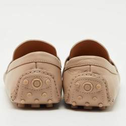 Pre Owned Salvatore Ferragamo Beige Leather Saddle Driving Loafers Size 41