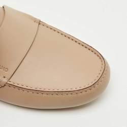 Pre Owned Salvatore Ferragamo Beige Leather Saddle Driving Loafers Size 41