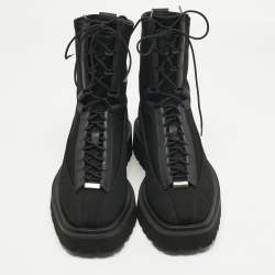 مملوكة مسبقًا حذاء بوت قتالي سالفاتوري فيراغامو أتلانتي قماش مطاطي أسود مقاس 42