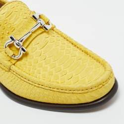 Pre Owned Salvatore Ferragamo Yellow Python Leather Mason Loafers Size 41