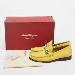 Pre Owned Salvatore Ferragamo Yellow Python Leather Mason Loafers Size 41