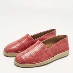 Pre Owned Salvatore Ferragamo Red Lizard Lampedusa Espadrilles Size 42