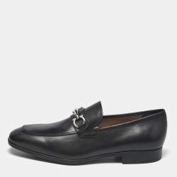 Pre Owned Salvatore Ferragamo Black Leather Benford Loafers Size 44.5