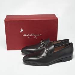 Pre Owned Salvatore Ferragamo Black Leather Benford Loafers Size 44.5