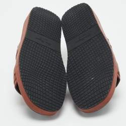 Pre Owned Salvatore Ferragamo Lufti Size 41 Brown Ostrich Leather Flat Sandals