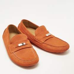 Pre Owned حذاء لوفرز سالفاتوري فيراغامو غرينوبل شامواه برتقالي مقاس 42.5