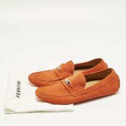 Pre Owned حذاء لوفرز سالفاتوري فيراغامو غرينوبل شامواه برتقالي مقاس 42.5