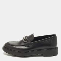 مملوكة مسبقًا Salvatore Ferragamo Double Gancio Size 43.5 Black Leather Loafers