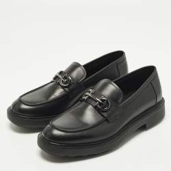 مملوكة مسبقًا Salvatore Ferragamo Double Gancio Size 43.5 Black Leather Loafers