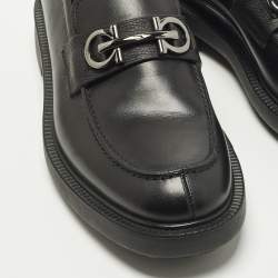 مملوكة مسبقًا Salvatore Ferragamo Double Gancio Size 43.5 Black Leather Loafers