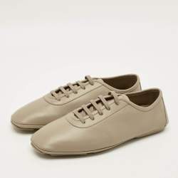 Pre Owned Salvatore Ferragamo Size 44 Green Leather Lace Up Sneakers