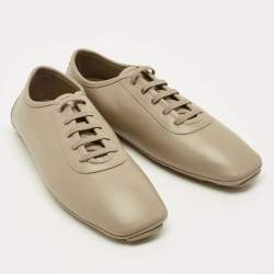 Pre Owned Salvatore Ferragamo Size 44 Green Leather Lace Up Sneakers