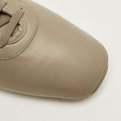 Pre Owned Salvatore Ferragamo Size 44 Green Leather Lace Up Sneakers