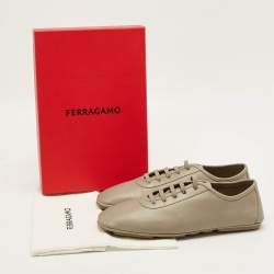 Pre Owned Salvatore Ferragamo Size 44 Green Leather Lace Up Sneakers