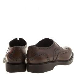 Pre Owned Salvatore Ferragamo Brown Brogue Leather Gambit Loafers Size 42