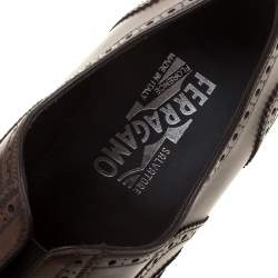 Pre Owned Salvatore Ferragamo Brown Brogue Leather Gambit Loafers Size 42