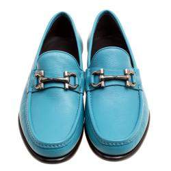 Pre Owned حذاء لوفرز سالفاتوري فيراغامو ماسون غانسيو بيت جلد أزرق مقاس 43.5