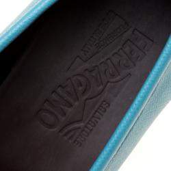 Pre Owned حذاء لوفرز سالفاتوري فيراغامو ماسون غانسيو بيت جلد أزرق مقاس 43.5