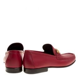 Pre Owned Salvatore Ferragamo Red Leather Giordano Moccassins Size 41.5
