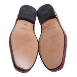 Pre Owned Salvatore Ferragamo Red Leather Giordano Moccassins Size 41.5