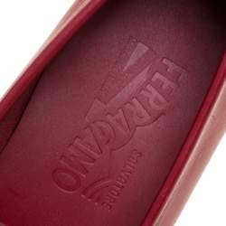 Pre Owned Salvatore Ferragamo Red Leather Giordano Moccassins Size 41.5