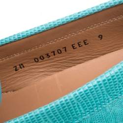 Pre Owned حذاء لوفرز سالفاتوري فيراغامو سارديغنا جلد سحالي أخضر أكوا مقاس 43