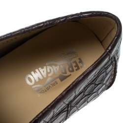 Pre Owned Salvatore Ferragamo Brown Crocodile Leather Parigi Bit Loafers Size 44
