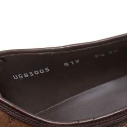 Pre Owned Salvatore Ferragamo Two Tone Brown Ostrich and Calf Leather Gris Oxfords Size 43.5