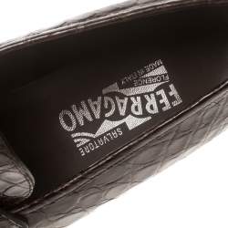 Pre Owned حذاء لوفرز سالفاتوري فيراغامو بيني بابلو جلد تمساح موكا مقاس 43