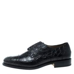 Pre Owned Salvatore Ferragamo Black Crocodile Leather Nordland Derby Size 43