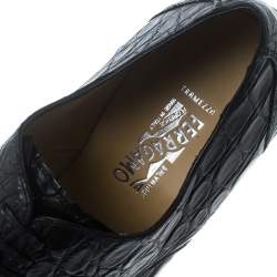 Pre Owned Salvatore Ferragamo Black Crocodile Leather Nordland Derby Size 43
