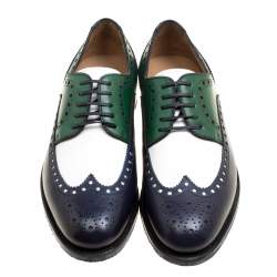 Pre Owned Salvatore Ferragamo Tricolor Brogue Leather Lawson Wingtip Derby Size 41