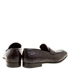 Pre Owned Salvatore Ferragamo Mocca Crocodile Leather Pablo Penny Loafers Size 42.5