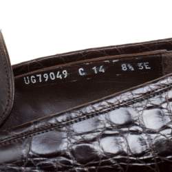 Pre Owned Salvatore Ferragamo Mocca Crocodile Leather Pablo Penny Loafers Size 42.5